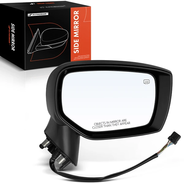 Right Passenger Side Mirror, Powered, with Heated, Smooth Black A-Premium APMI505