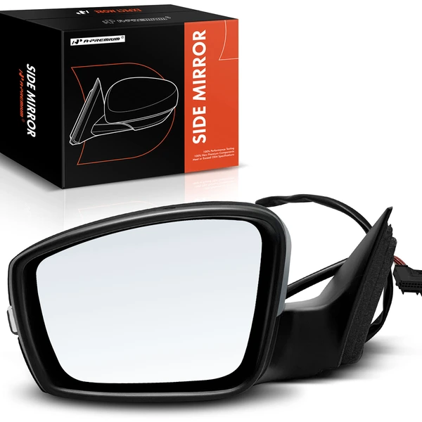 Left Driver Side Mirror, with Heating, Power Adjustment, Manual Folding, Primed Gray A-Premium APMI509