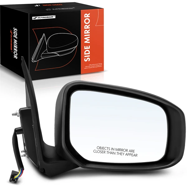 2017-2022 Mitsubishi Mirage G4 Right Passenger Side Mirror, Power Adjustment, Manual Folding, Smooth Black A-Premium APMI516