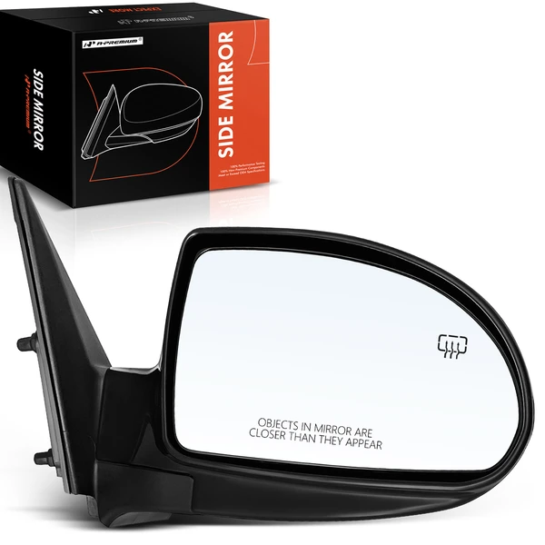 2007-2010 Hyundai Elantra Right Passenger Side Mirror, with Heating, Power Adjustment, Manual Folding, Smooth Black A-Premium APMI532