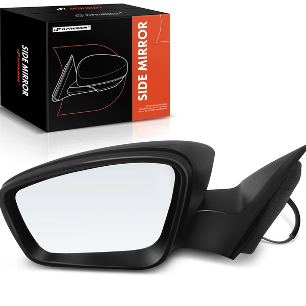 Left Driver Side Mirror, Manual Adjustment, Manual Folding, Textured Black A-Premium APMI519