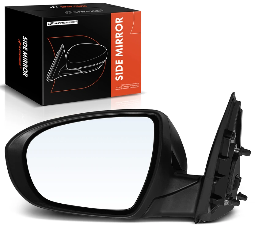 Left Driver Side Mirror, Powered, Smooth Black A-Premium APMI524