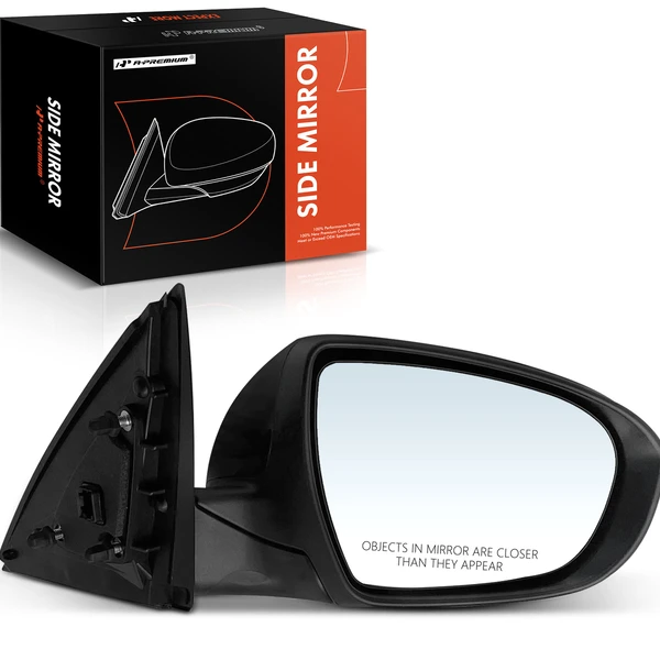 2007-2012 Nissan Altima Right Passenger Side Mirror, with Heating, Power Adjustment, Manual Folding, Smooth Black A-Premium APMI557