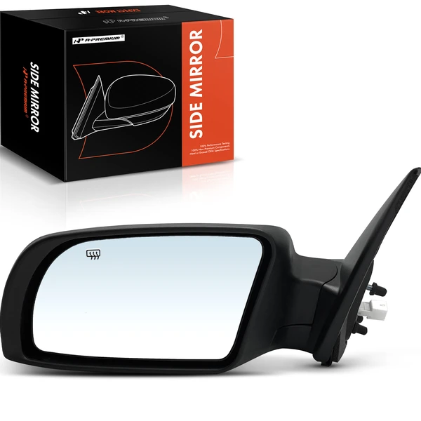 2007-2012 Nissan Altima Left Driver Side Mirror, with Heating, Power Adjustment, Manual Folding, Smooth Black A-Premium APMI558