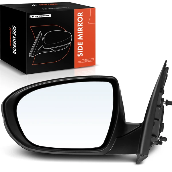 Left Driver Side Mirror, with Heating, Power Adjustment, Manual Folding, Smooth Black A-Premium APMI547