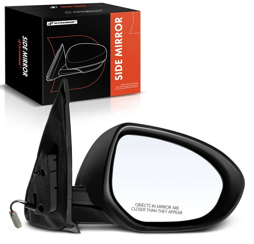 Right Passenger Side Mirror, Powered, Smooth Black A-Premium APMI548