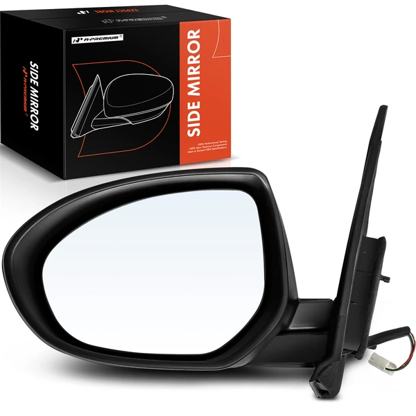 Left Driver Side Mirror, Powered, Smooth Black A-Premium APMI549