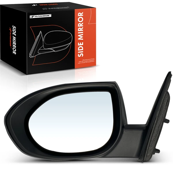 Left Driver Side Mirror, Power Adjustment, Non-Folding, Smooth Black A-Premium APMI555