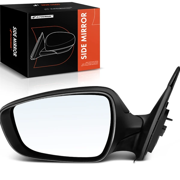 Left Driver Side Mirror, Power Adjustment, Manual Folding, Smooth Black A-Premium APMI575