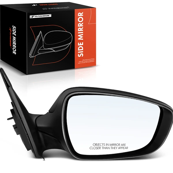 Right Passenger Side Mirror, Power Adjustment, Manual Folding, Smooth Black A-Premium APMI576