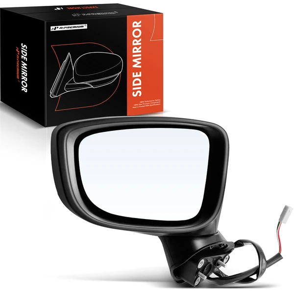 Left Driver Side Mirror, Powered, Smooth Black A-Premium APMI579