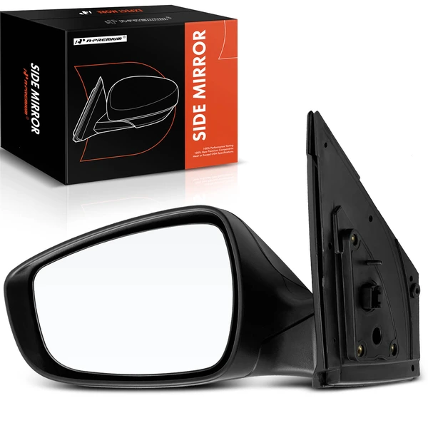 Left Driver Side Mirror, Power Adjustment, Manual Folding, Smooth Black A-Premium APMI583