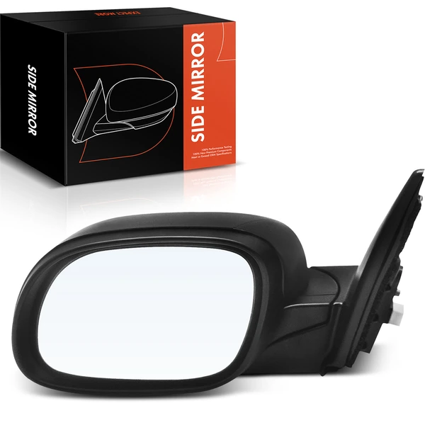 Left Driver Side Mirror, Power Adjustment, Manual Folding, Smooth Black A-Premium APMI587