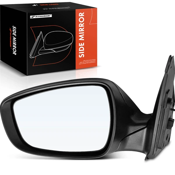 Left Driver Side Mirror, Power Adjustment, Manual Folding, Textured Black A-Premium APMI589