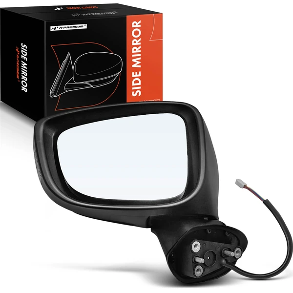 Left Driver Side Mirror, Powered, with Heated, Smooth Black A-Premium APMI586