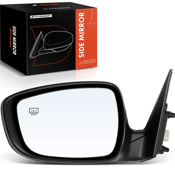 Left Driver Side Mirror, with Heating, Power Adjustment, Manual Folding, Smooth Black A-Premium APMI593