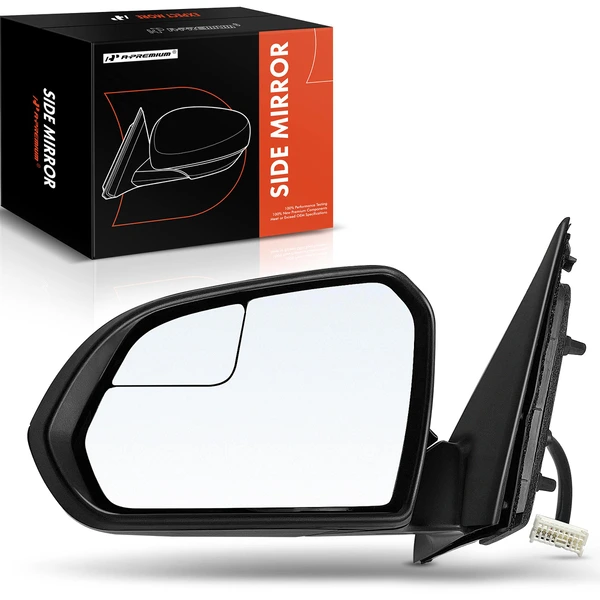 Left Driver Side Mirror, with Heating, Power Adjustment, Manual Folding, Smooth Black A-Premium APMI596
