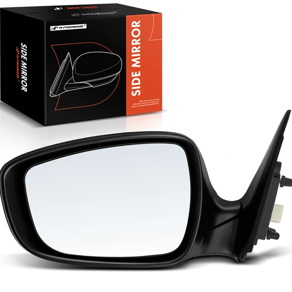 Left Driver Side Mirror, with Heating, Power Adjustment, Manual Folding, Smooth Black A-Premium APMI598