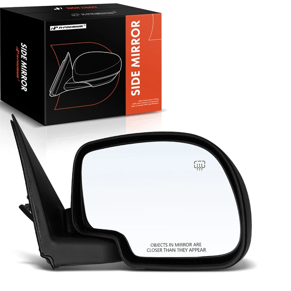 2000-2002 GMC Yukon Right Passenger Side Mirror, Powered, with Heated, Smooth Black A-Premium APMI600