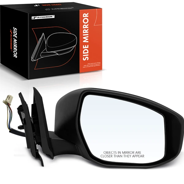 Right Passenger Side Mirror, Powered, Smooth Black A-Premium APMI611