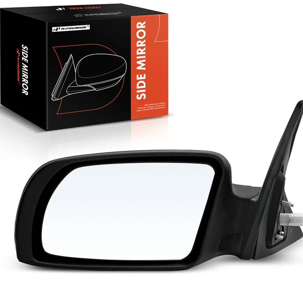 Left Driver Side Mirror, Power Adjustment, Manual Folding, Smooth Black A-Premium APMI606