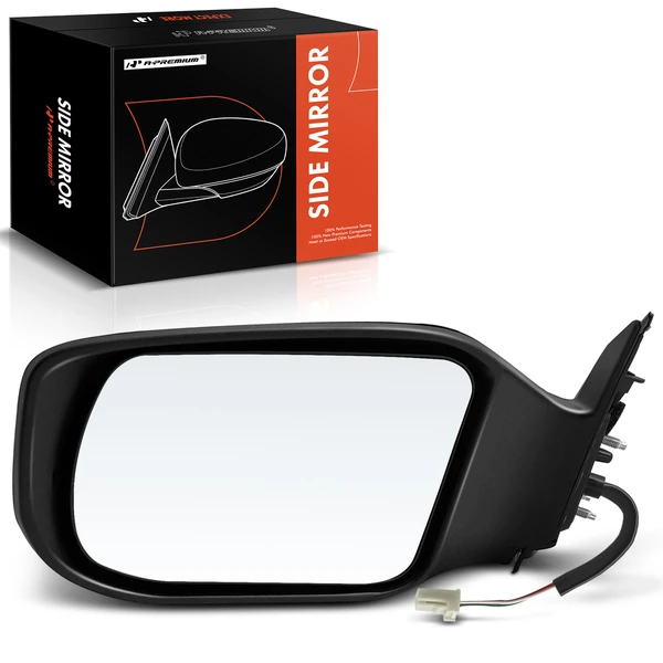 Left Driver Side Mirror, Power Adjustment, Non-Folding, Smooth Black A-Premium APMI610