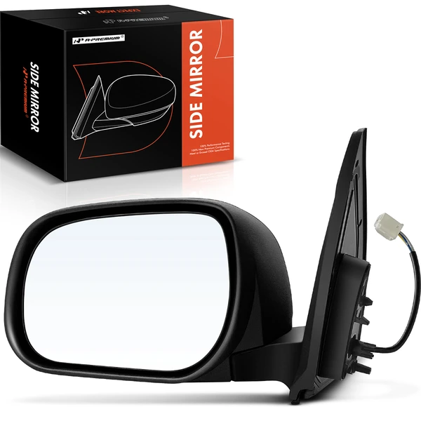 Left Driver Side Mirror, Powered, Smooth Black A-Premium APMI631