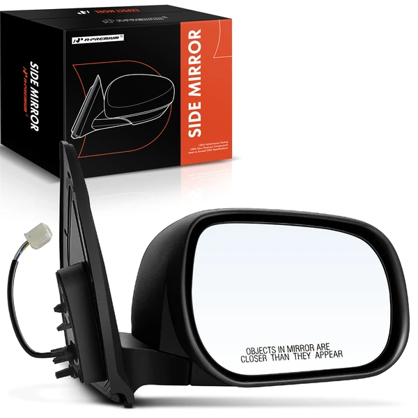 Right Passenger Side Mirror, Power Adjustment, Manual Folding, Smooth Black A-Premium APMI632