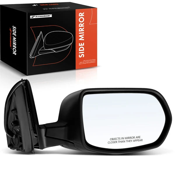 Right Passenger Side Mirror, with Heating, Power Adjustment, Manual Folding, Textured Black A-Premium APMI635