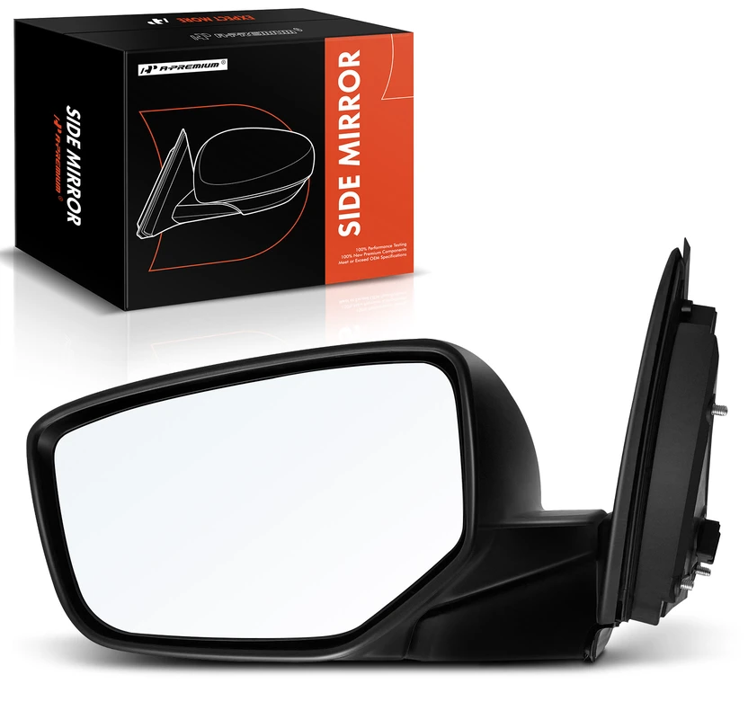Left Driver Side Mirror, Powered, Smooth Black A-Premium APMI626