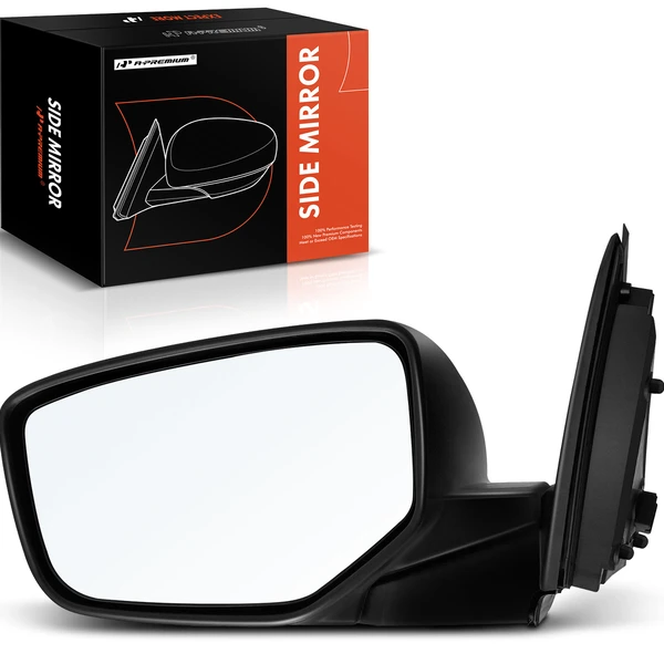 Left Driver Side Mirror, Powered, with Heated, Smooth Black A-Premium APMI628