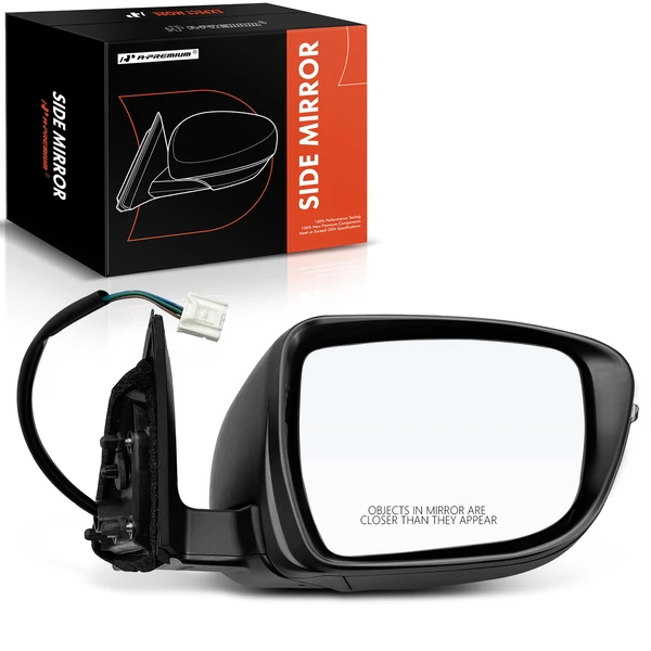Right Passenger Side Mirror, Power Adjustment, Manual Folding, Smooth Black A-Premium APMI649