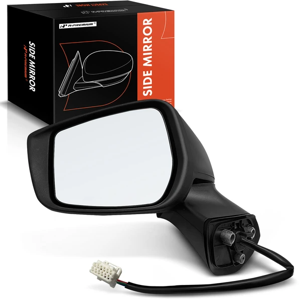 Left Driver Side Mirror, Powered, Smooth Black A-Premium APMI658