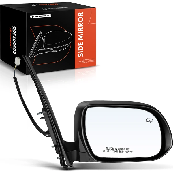 2013-2014 Toyota Sienna Right Passenger Side Mirror, with Heating, Power Adjustment, Manual Folding, Gloss Black A-Premium APMI673