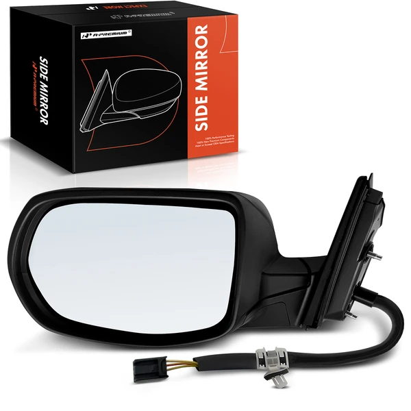 Left Driver Side Mirror, Powered, Smooth Black A-Premium APMI682