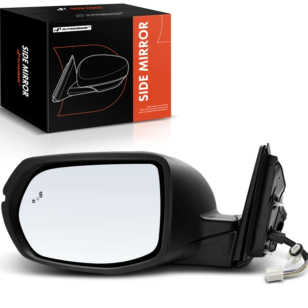 2017-2022 Honda CR-V Left Driver Side Mirror, with Heating, Power Adjustment, Manual Folding, Smooth Black A-Premium APMI684