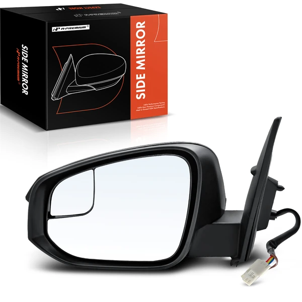 Left Driver Side Mirror, Powered, with Heated, Smooth Black A-Premium APMI696