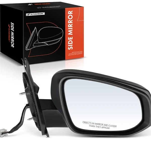 Right Passenger Side Mirror, with Heating, Power Adjustment, Manual Folding, Textured Black A-Premium APMI697