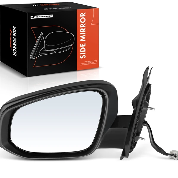 Left Driver Side Mirror, with Heating, Power Adjustment, Manual Folding, Textured Black A-Premium APMI698