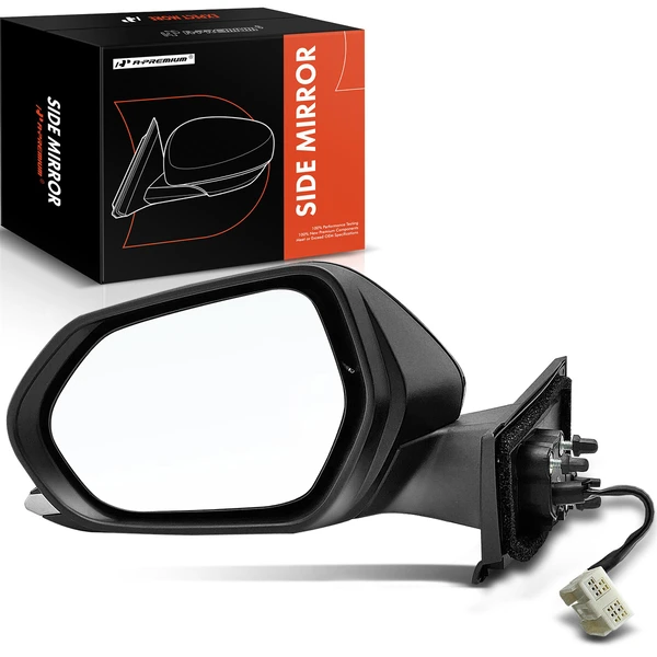 Left Driver Side Mirror, with Heating, Power Adjustment, Manual Folding, Smooth Black A-Premium APMI707