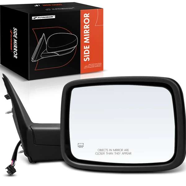 Right Passenger Side Mirror, Powered, with Heated, Textured Black A-Premium APMI709