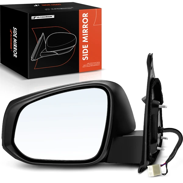 Left Driver Side Mirror, with Heating, Power Adjustment, Manual Folding, Smooth Black A-Premium APMI714