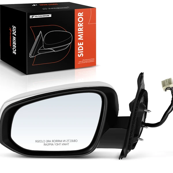 Left Driver Side Mirror, with Heating, Power Adjustment, Manual Folding, Chrome A-Premium APMI704