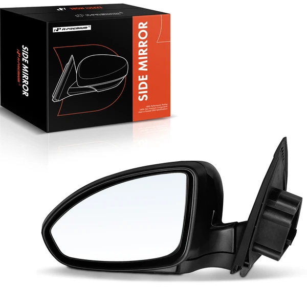 Left Driver Side Mirror, Power Adjustment, Manual Folding, Smooth Black A-Premium APMI727