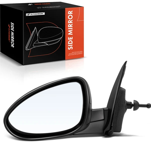 Left Driver Side Mirror, Manual Adjustment, Manual Folding, Smooth Black A-Premium APMI730