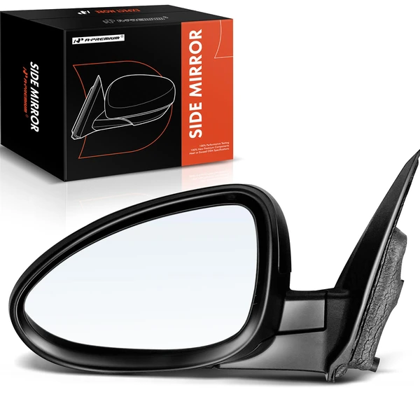 Left Driver Side Mirror, with Heating, Power Adjustment, Manual Folding, Smooth Black A-Premium APMI732