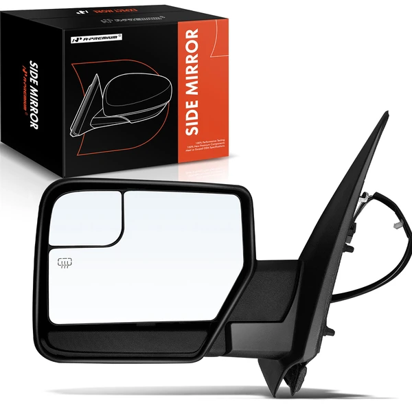 Left Driver Side Mirror, with Heating, Power Adjustment, Manual Folding, Textured Black A-Premium APMI750