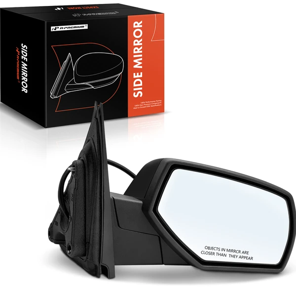 Right Passenger Side Mirror, with Heating, Power Adjustment, Manual Folding, Smooth Black A-Premium APMI748