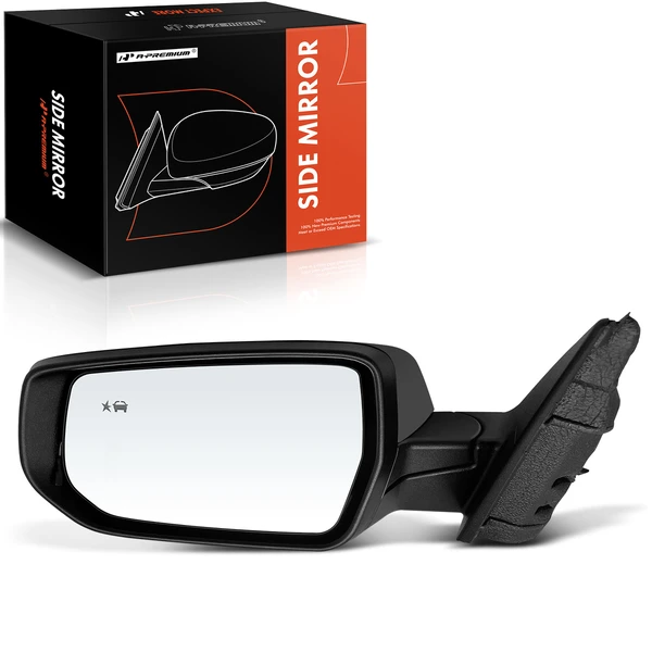 Left Driver Side Mirror, Power Adjustment, Manual Folding, Smooth Black A-Premium APMI1632TW