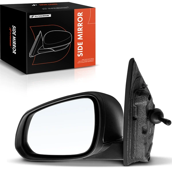 Left Driver Side Mirror, Manual Adjustment, Manual Folding, Textured Black A-Premium APMI778
